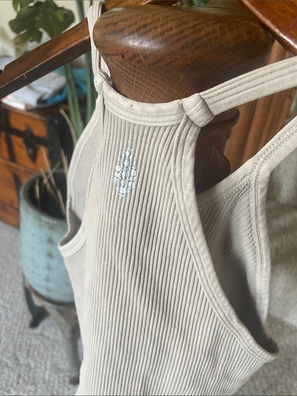 Free People Ribbed Cream Tank Top - Simple Racerback Style - Picture 5 of 8